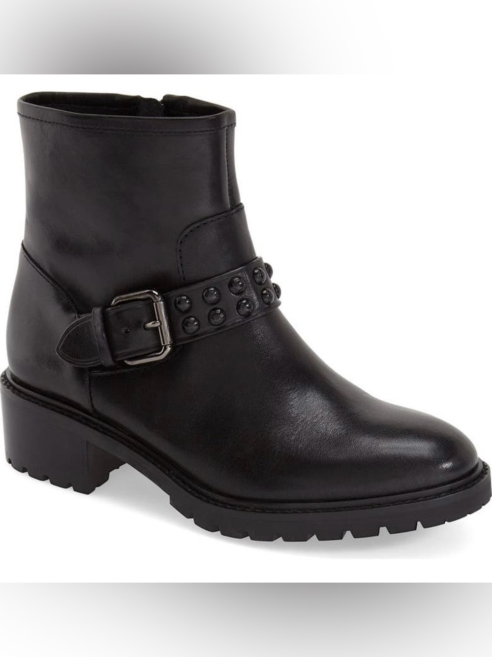Coach Gianna Moto Black Leather Boot, Sz 7.5
